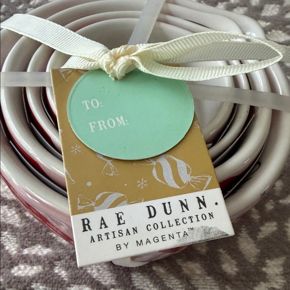 Rae Dunn Red and Pink Striped Ceramic Nesting Bowls - Picture 4 of 4